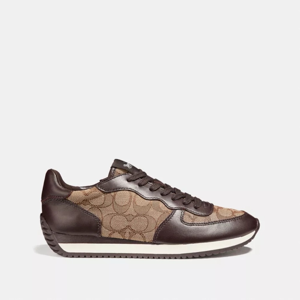 Coach Farah Brown and Tan Signature Low Sneakers Size 8